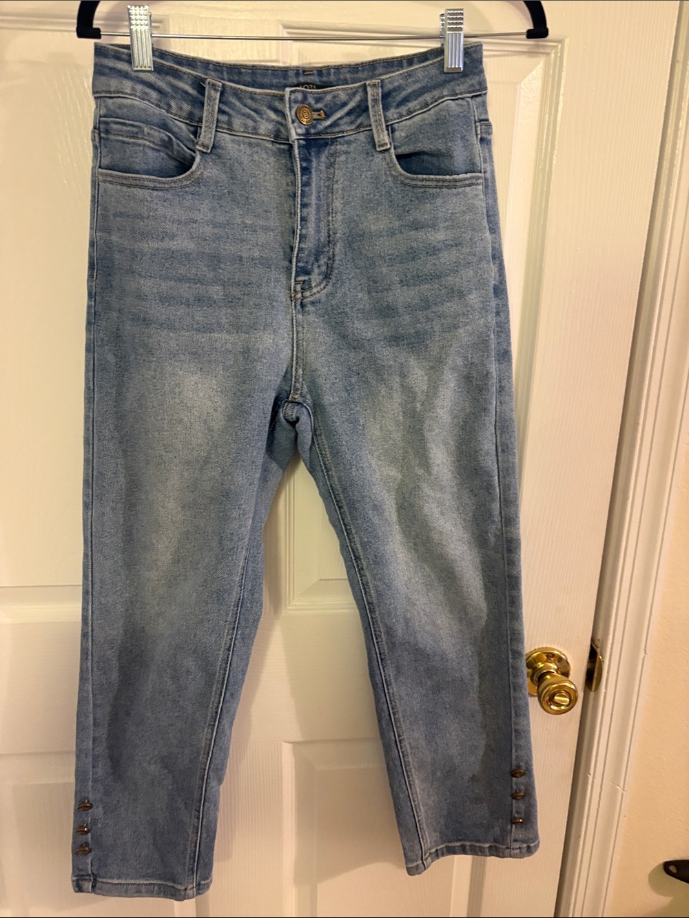 MOTF Medium Blue Denim Jeans with Bronze Button